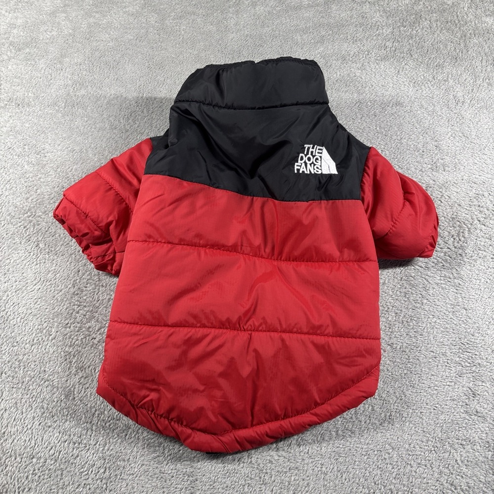 The Dog Fans Dog Puffer Jacket Size XXL Red and Black Zipper
